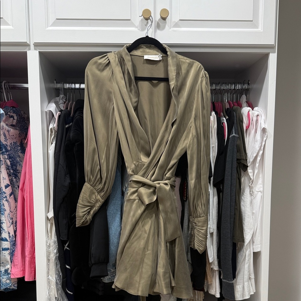 Zimmermann Olive Green Wrap Dress